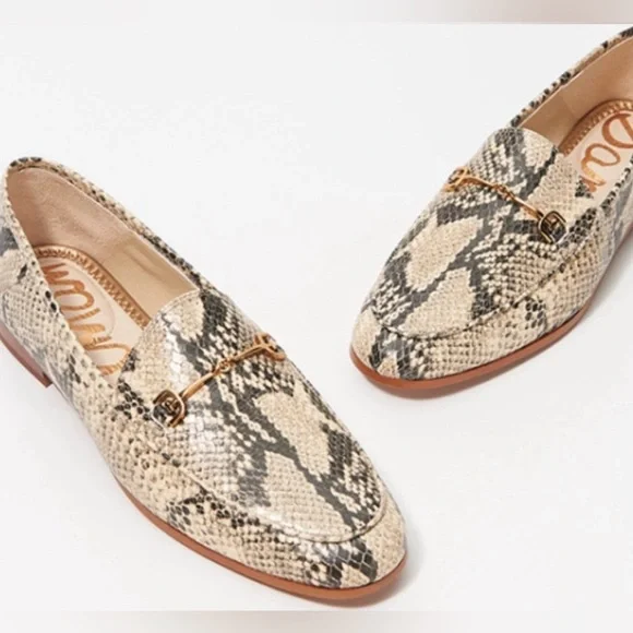 Sam Edelman Loraine Snakeskin Print Leather Loafers - Picture 2 of 5